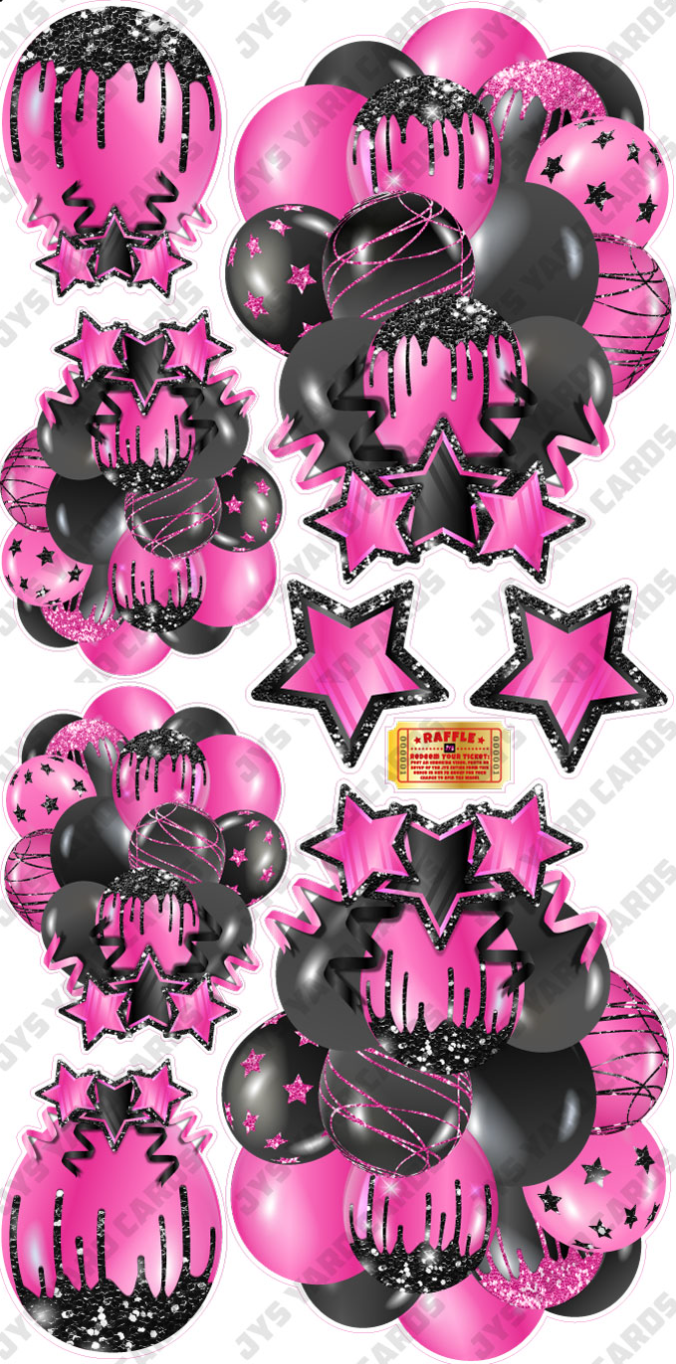 JAZZY BALLOONS: SOLID BLACK & PINK - Yard Card Signs by JYS International