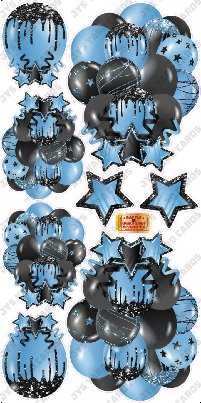 JAZZY BALLOONS: SOLID BLACK & LIGHT BLUE - Yard Card Signs by JYS International