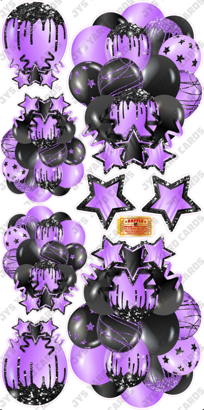 JAZZY BALLOONS: SOLID BLACK & LIGHT PURPLE - Yard Card Signs by JYS International