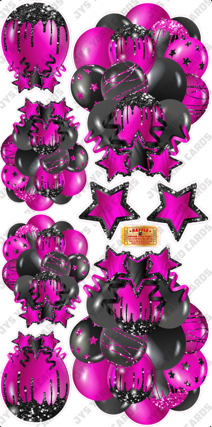 JAZZY BALLOONS: SOLID BLACK & HOT PINK - Yard Card Signs by JYS International