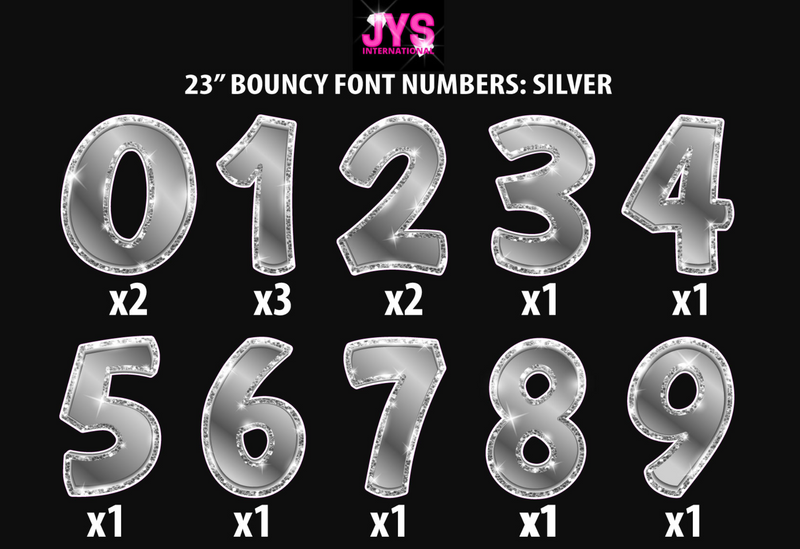 23" METALLIC  BOUNCY NUMBER SET W/ GLITTER TRIM