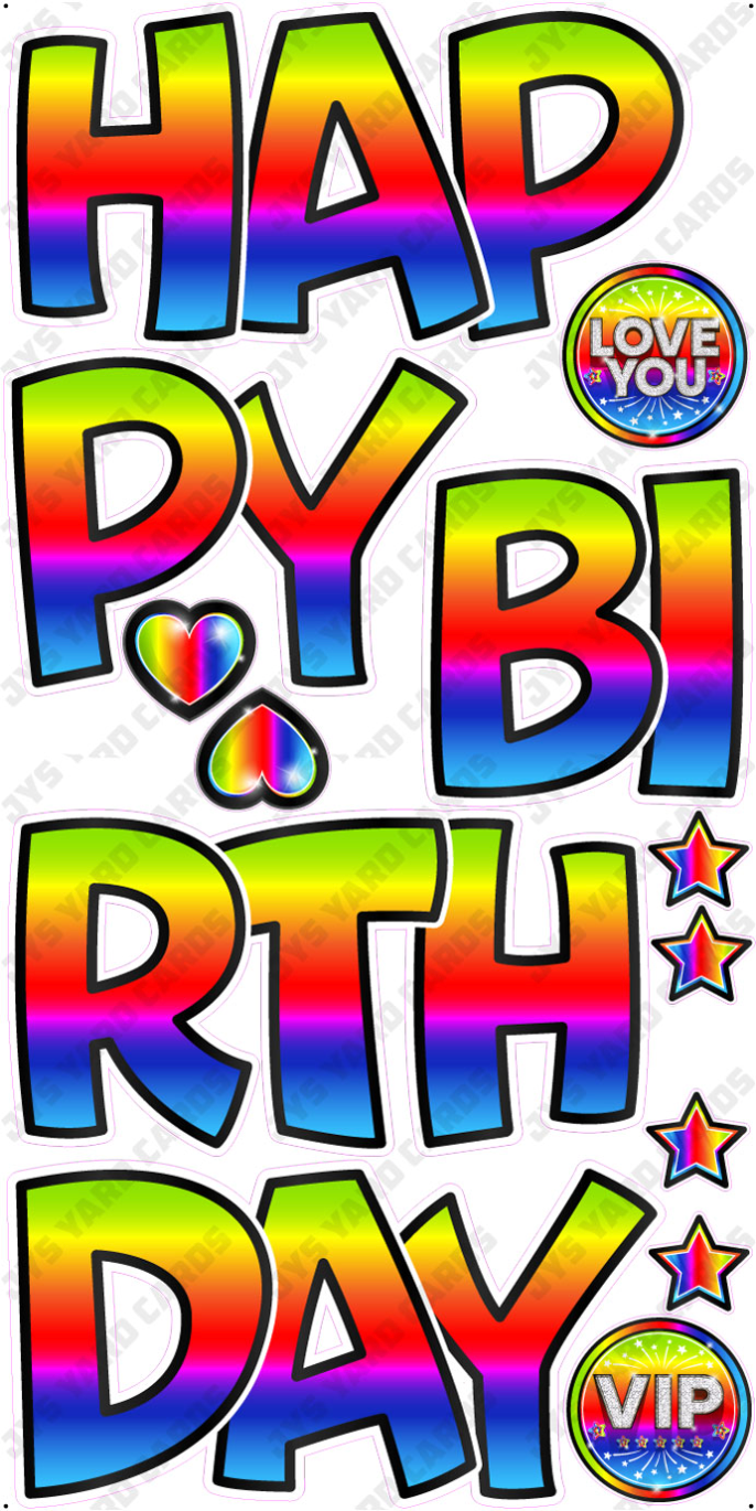 HAPPY BIRTHDAY 5 PC EZ SET: RAINBOW - Yard Card Signs by JYS International