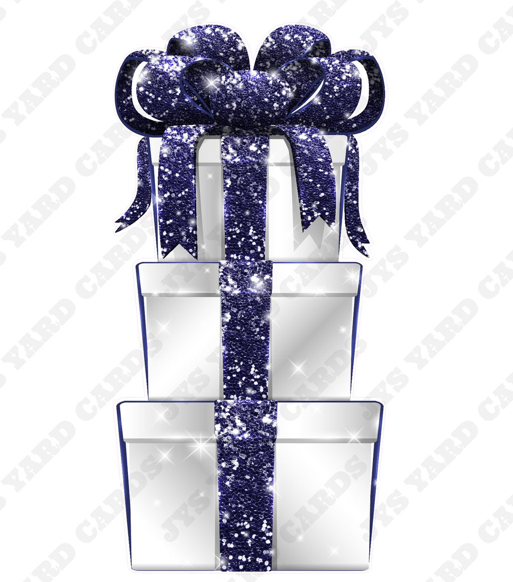 JAZZY GIFT BOX: WHITE & NAVY - Yard Card Signs by JYS International