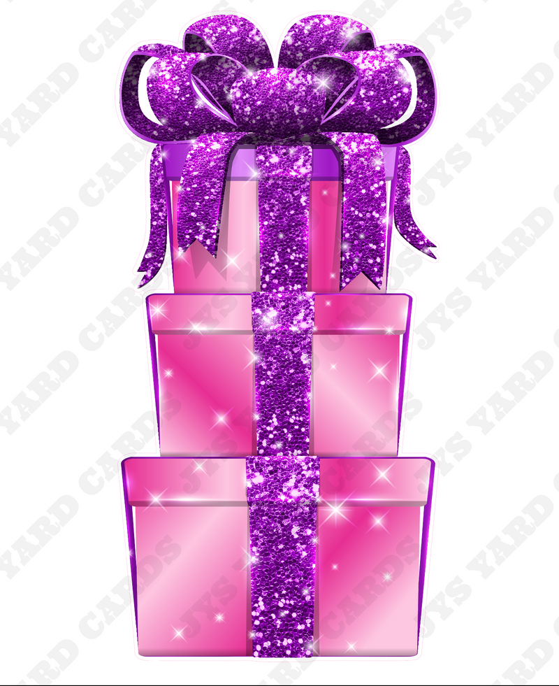 JAZZY GIFT BOX: PINK & PURPLE - Yard Card Signs by JYS International