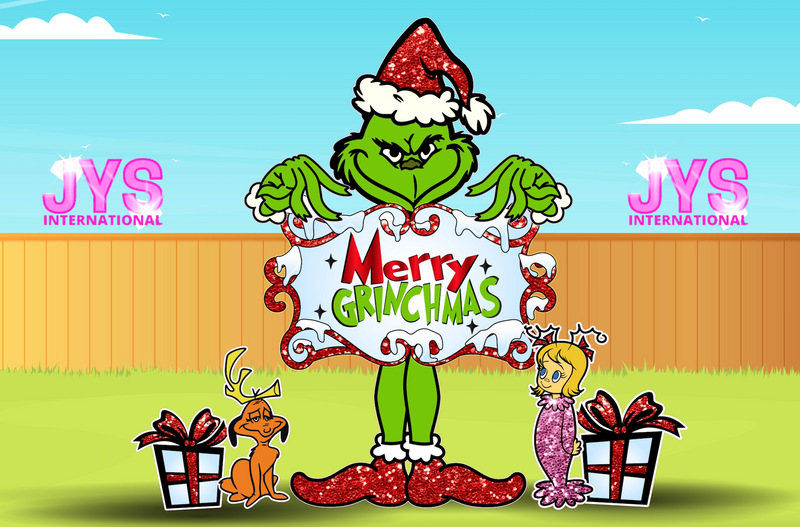 GRINCH HEAD, HANDS, & FEET: 6.5ft ASSEMBLED - Yard Card Signs by JYS International