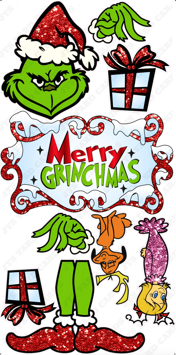 GRINCH HEAD, HANDS, & FEET: 6.5ft ASSEMBLED - Yard Card Signs by JYS International