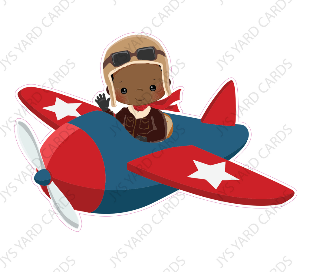 BROWN AIRPLANE PILOT - Yard Card Signs by JYS International