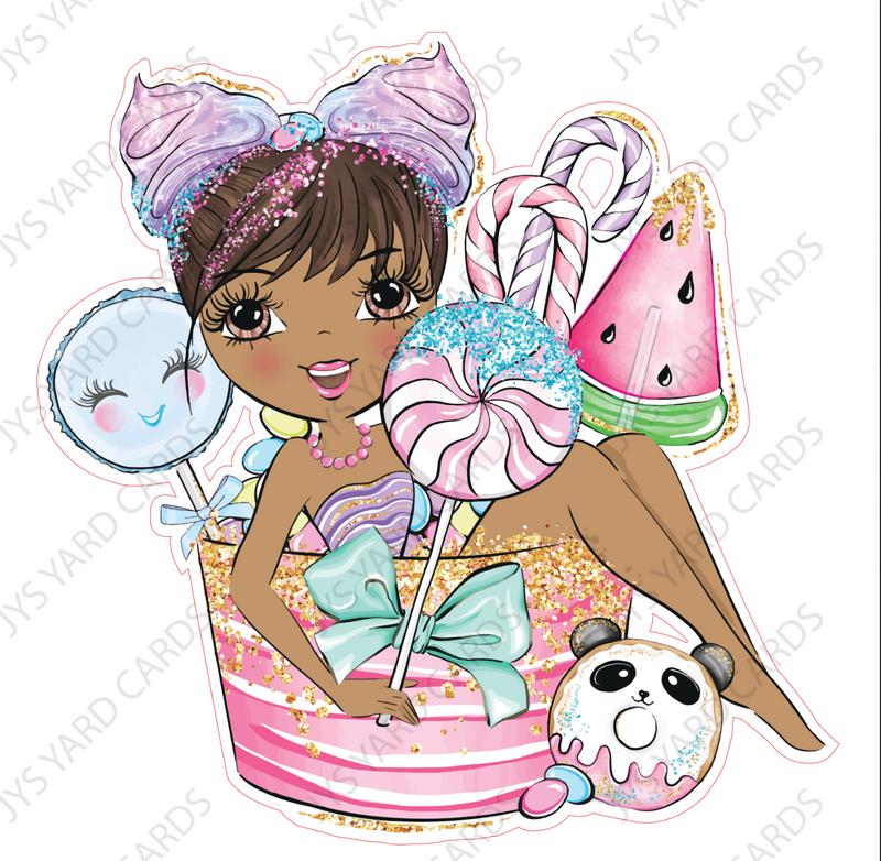 BROWN COTTON CANDY GIRL 1 - Yard Card Signs by JYS International