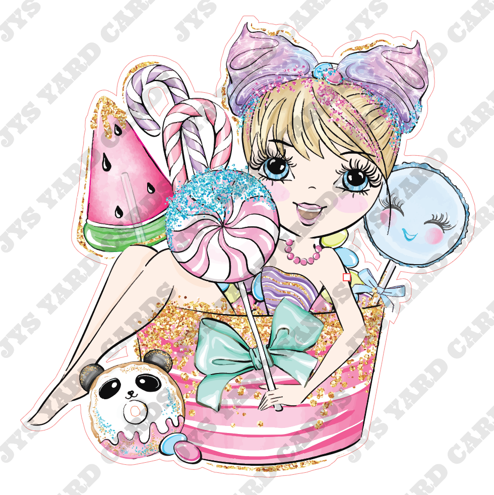 LIGHT COTTON CANDY GIRL 1 - Yard Card Signs by JYS International