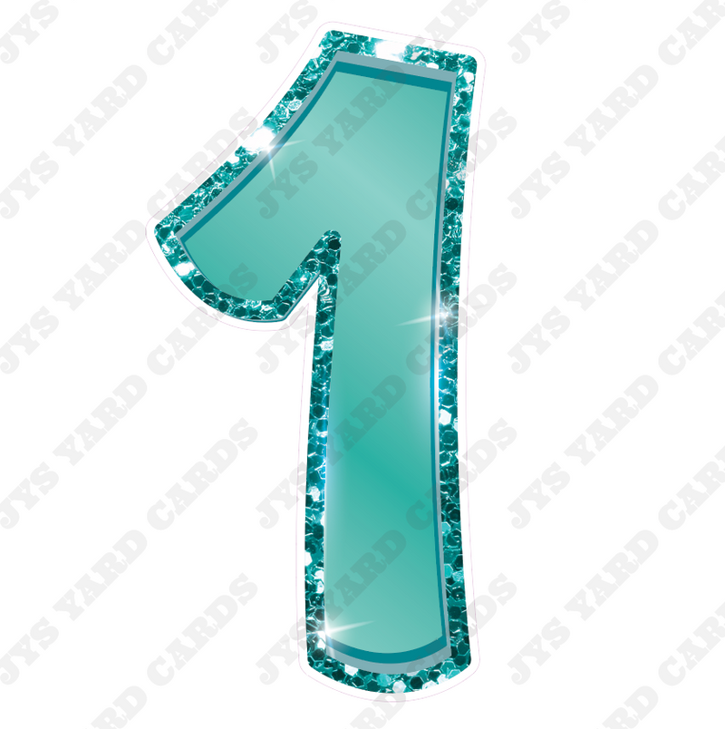 Single Numbers: 12” Bouncy Metallic Teal - Yard Card Signs by JYS International