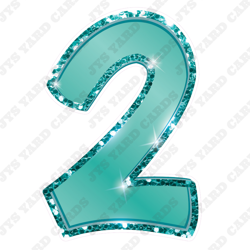 Single Numbers: 47” Bouncy Metallic Teal - Yard Card Signs by JYS International