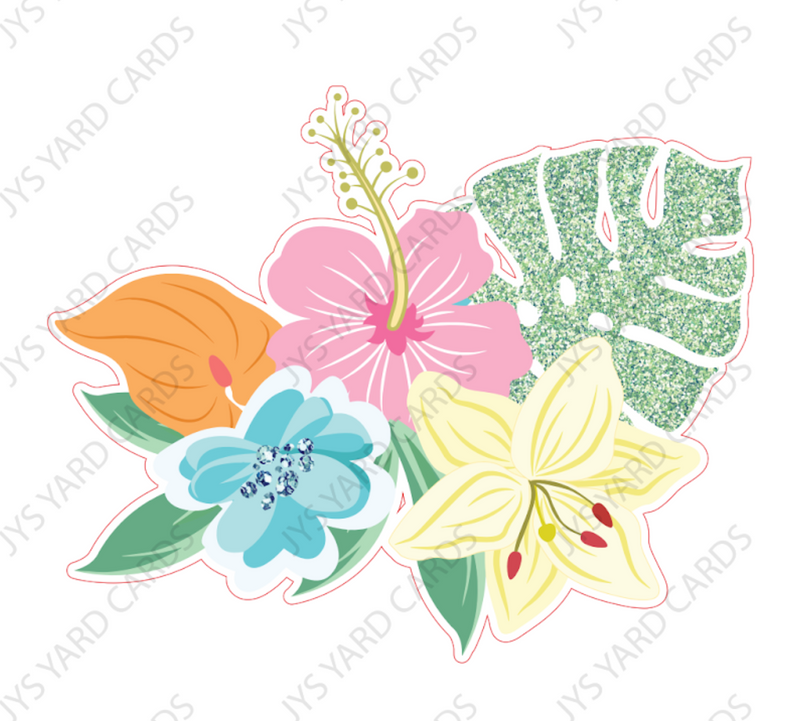 TROPICAL ALOHA FLOWERS - Yard Card Signs by JYS International