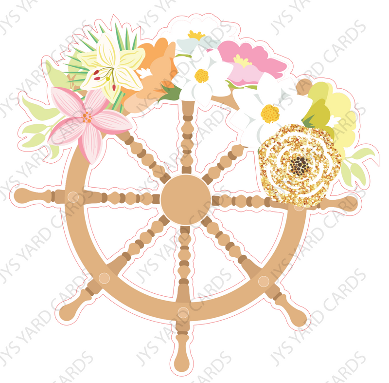 ALOHA CAPTAIN'S WHEEL - Yard Card Signs by JYS International