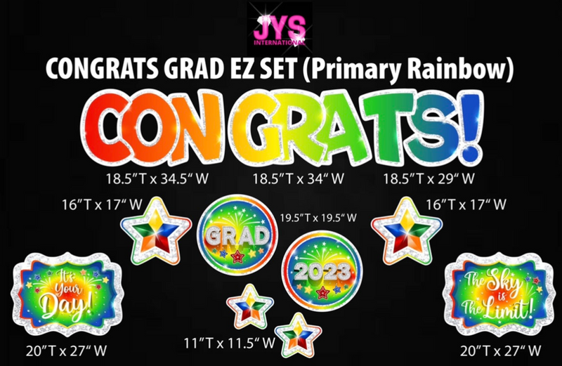 CONGRATS EZ SET: MULTIPLE COLORS - Yard Card Signs by JYS International