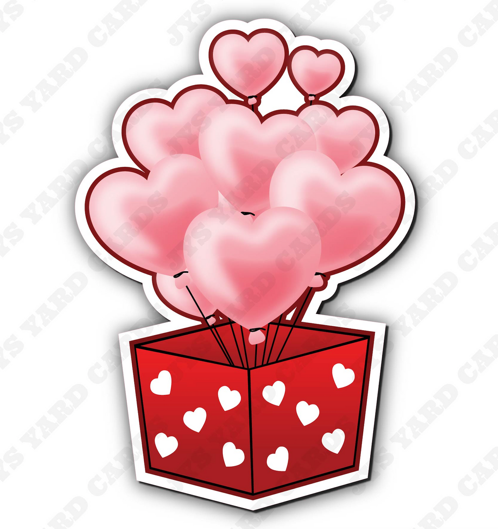 BOX OF BALLOON HEARTS: PINK - Yard Card Signs by JYS International