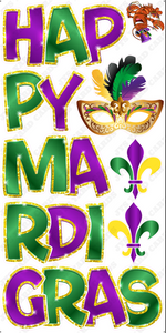 HAPPY MARDI GRAS EZ SET W/ GLITTER TRIM - Yard Card Signs by JYS International