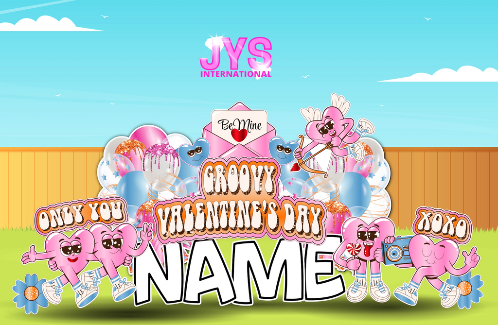 GROOVY VALENTINES DAY - Yard Card Signs by JYS International