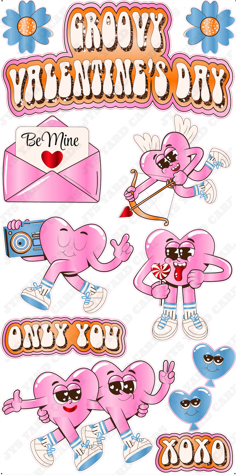 GROOVY VALENTINES DAY - Yard Card Signs by JYS International