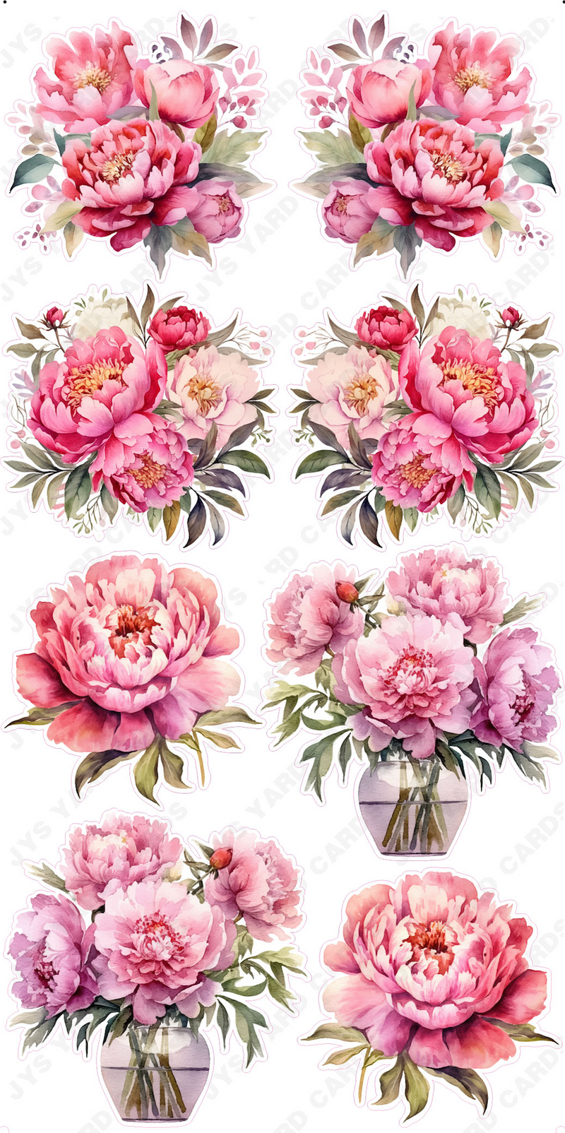 PINK PEONIES - Yard Card Signs by JYS International