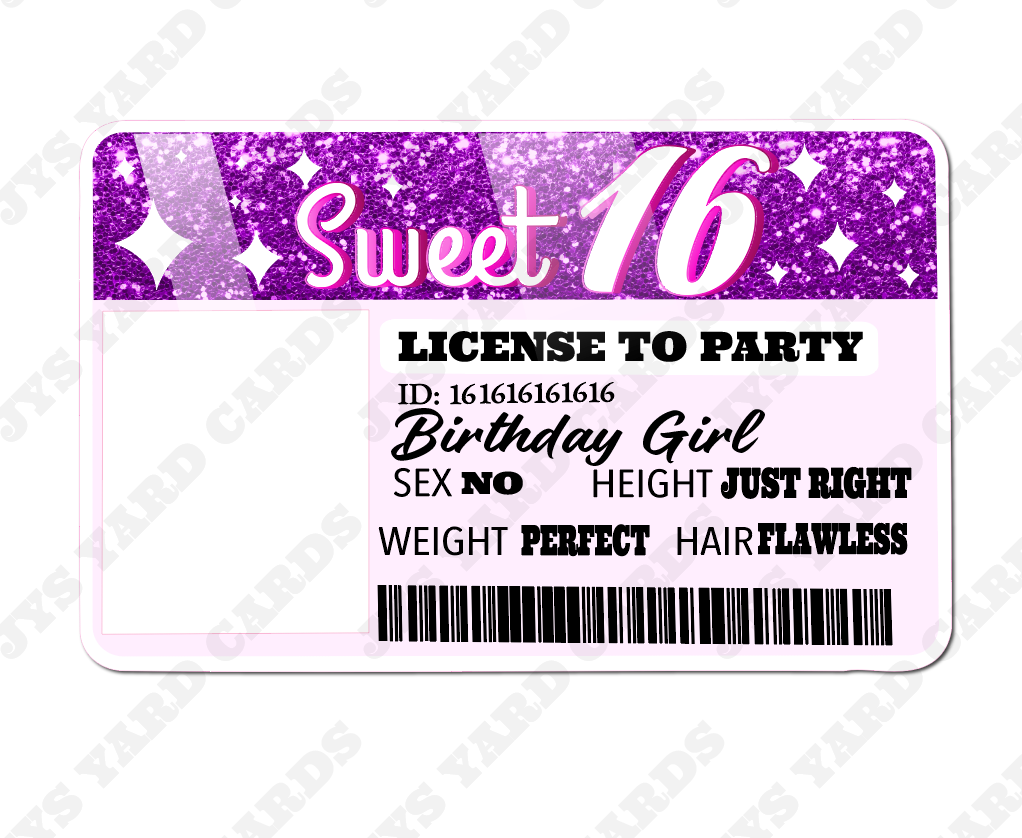 SWEET 16 LICENSE TO PARTY PHOTO OP - Yard Card Signs by JYS International