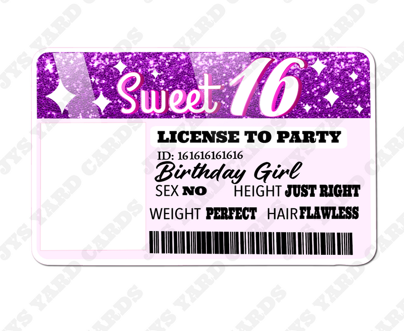 SWEET 16 LICENSE TO PARTY PHOTO OP - Yard Card Signs by JYS International