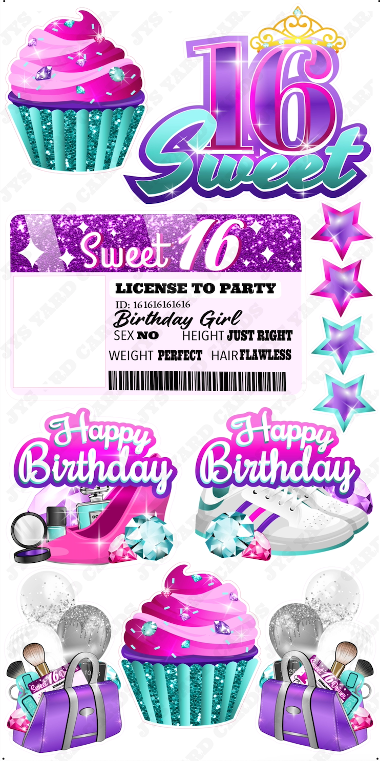 SWEET SIXTEEN SET - Yard Card Signs by JYS International