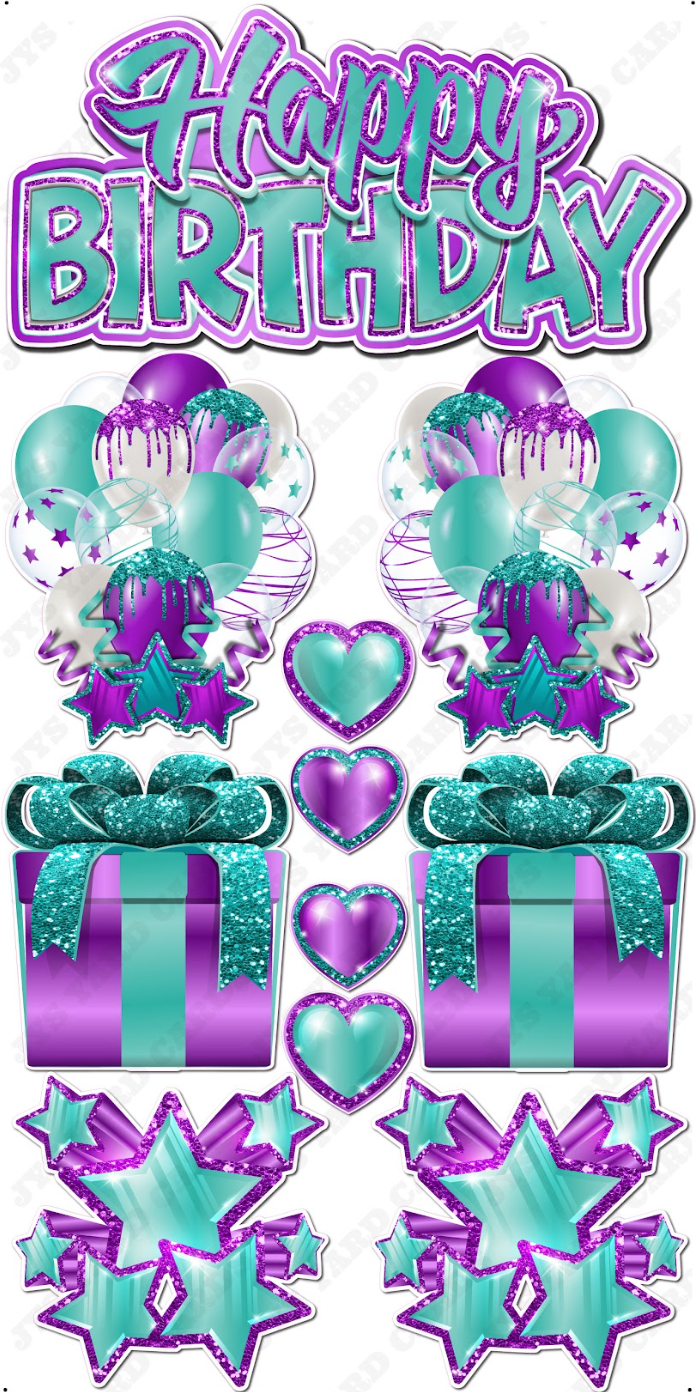 JAZZY QUICK SET: Purple & Teal - Yard Card Signs by JYS International