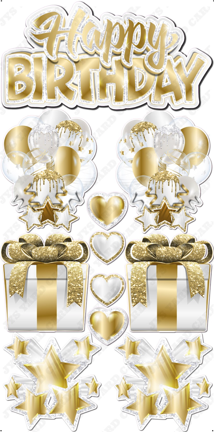 JAZZY QUICK SET: Gold & White - Yard Card Signs by JYS International