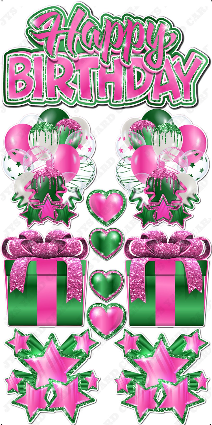 JAZZY QUICK SET: Pink & Green - Yard Card Signs by JYS International