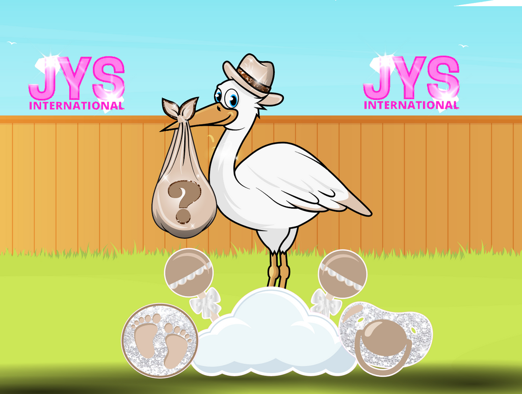 BABY STORK (4FT): GENDER NEUTRAL - Yard Card Signs by JYS International