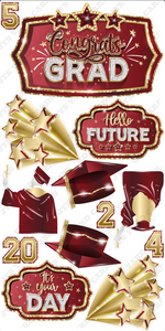 GRAD QUICK SET: Burgundy & Gold - Yard Card Signs by JYS International