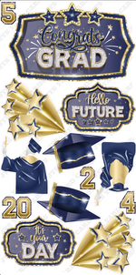 GRAD QUICK SET: Navy & Gold - Yard Card Signs by JYS International