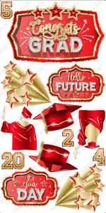 GRAD QUICK SET: Red & Gold - Yard Card Signs by JYS International