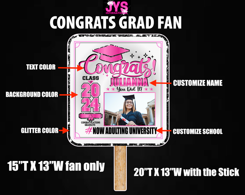 CONGRATS GRAD FAN: SINGLES - Yard Card Signs by JYS International