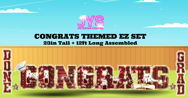 CONGRATS THEMED EZ SET: BURGUNDY & GOLD - Yard Card Signs by JYS International