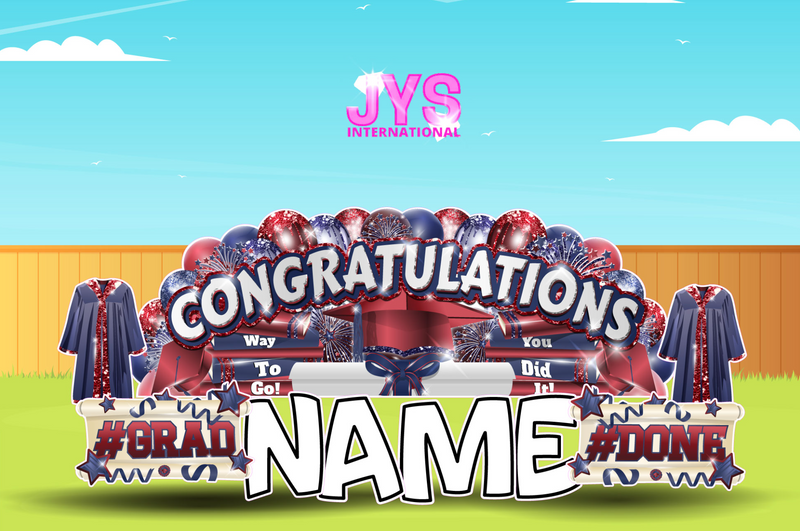 CONGRATULATIONS GRAD OVERLOAD: NAVY & BURGUNDY (2 OPTIONS) - Yard Card Signs by JYS International