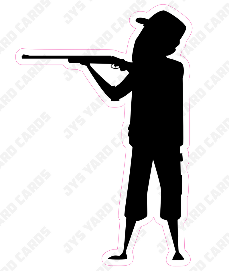 HUNTER WITH RIFILE SILHOUETTE 1 - Yard Card Signs by JYS International