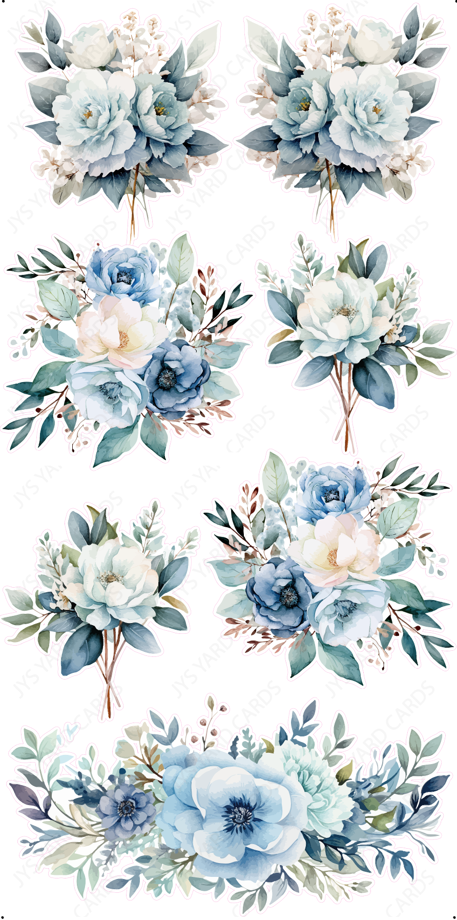 SOFT BLUE FLORALS - Yard Card Signs by JYS International