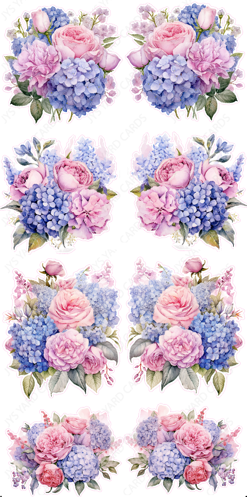 PINK & BLUE HYDRANGEA FLORALS - Yard Card Signs by JYS International