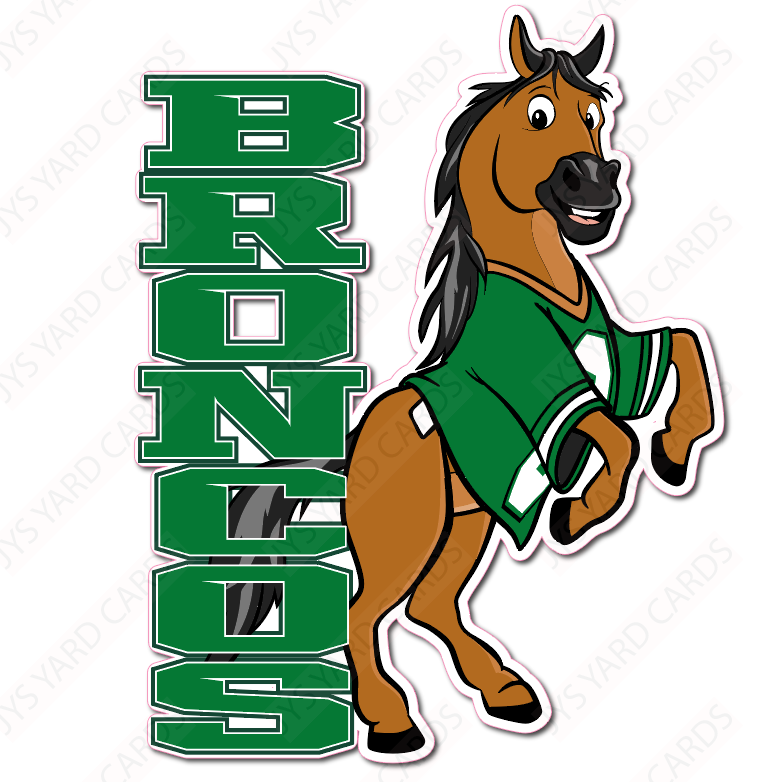 STANDING BRONCOS MASCOT - Yard Card Signs by JYS International