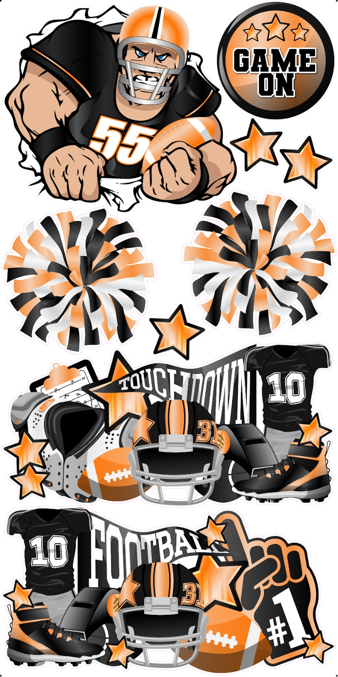 FOOTBALL CLASSICS: BLACK & ORANGE - Yard Card Signs by JYS International