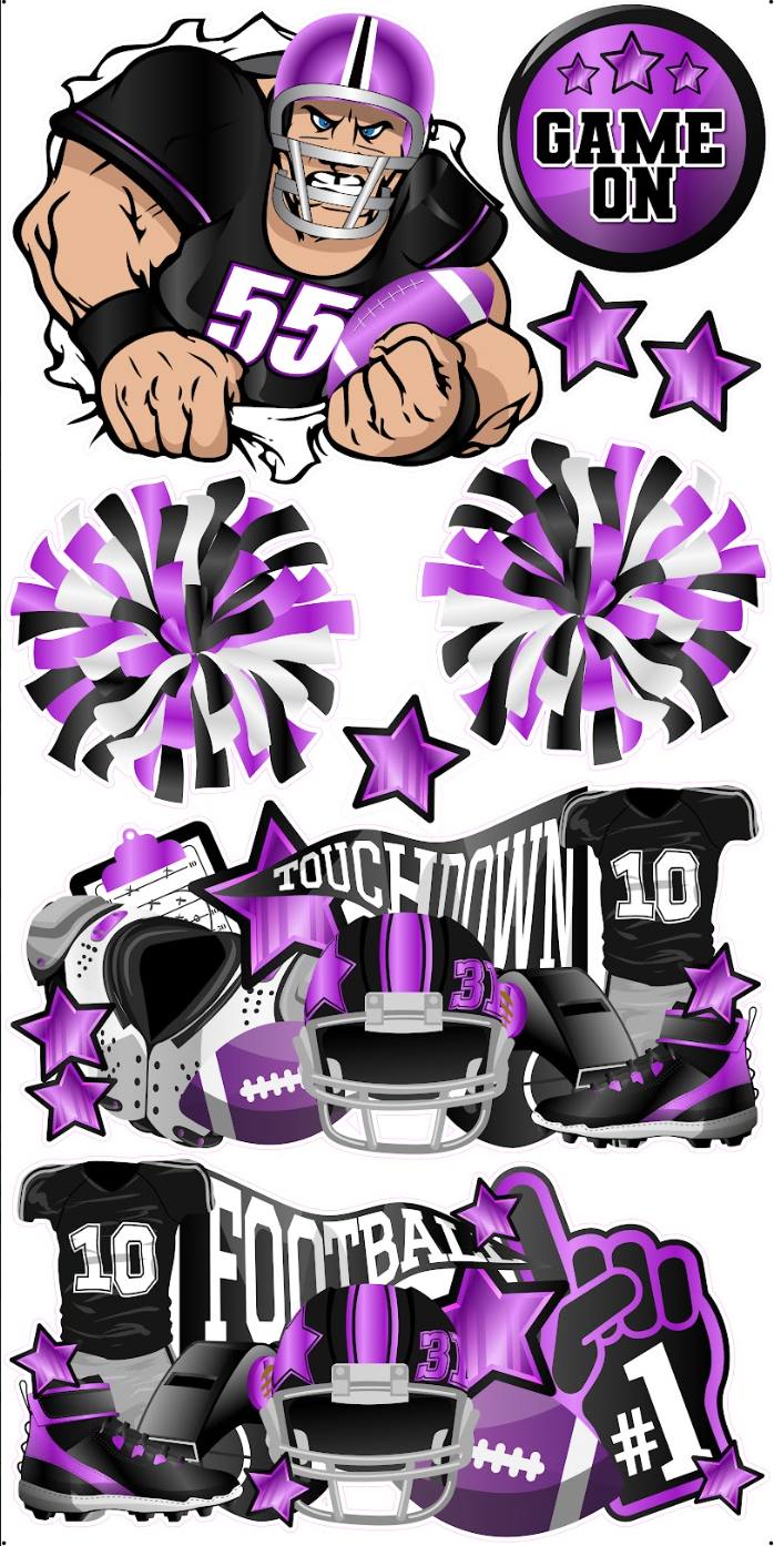 FOOTBALL CLASSICS: BLACK & PURPLE - Yard Card Signs by JYS International