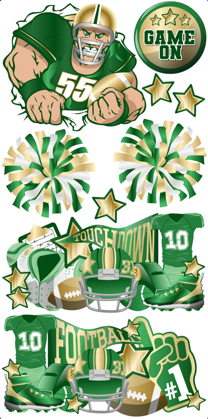 FOOTBALL CLASSICS: GOLD & GREEN - Yard Card Signs by JYS International