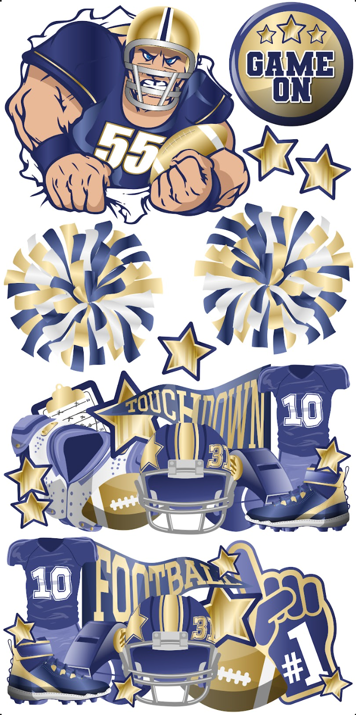 FOOTBALL CLASSICS: GOLD & NAVY - Yard Card Signs by JYS International