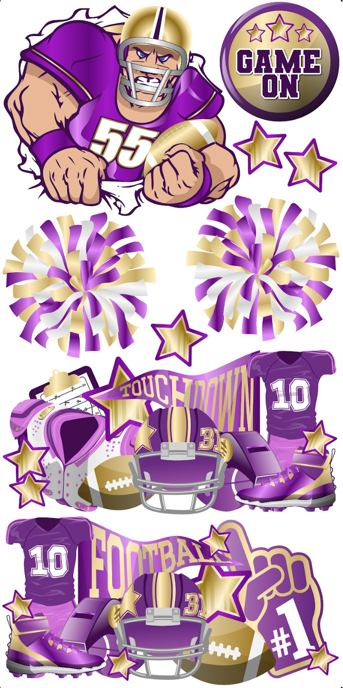 FOOTBALL CLASSICS: GOLD & PURPLE - Yard Card Signs by JYS International