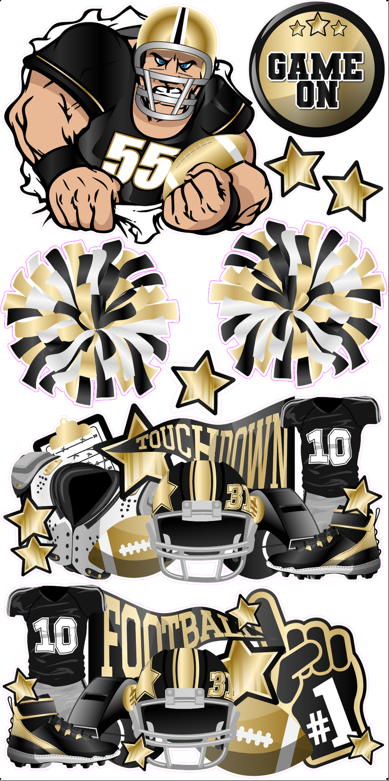 FOOTBALL CLASSICS: BLACK & GOLD - Yard Card Signs by JYS International