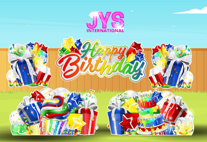 JAZZY HBD ALL-N-1: PRIMARY RAINBOW - Yard Card Signs by JYS International