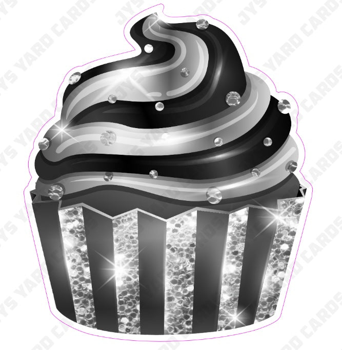 CUPCAKE: Black & Silver - Yard Card Signs by JYS International