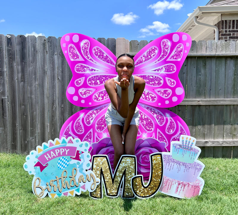 JYS BUTTERFLY CUTIE: 5FT SILVER - Yard Card Signs by JYS International