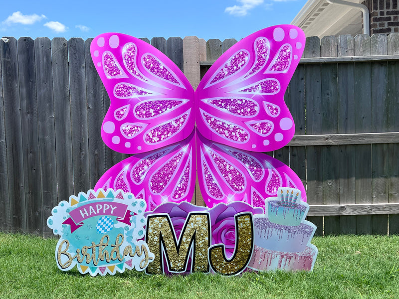 JYS BUTTERFLY CUTIE: 5FT SILVER - Yard Card Signs by JYS International